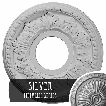 Ekena Millwork Helene Ceiling Medallion (Fits Canopies up to 5 1/4"), 11 7/8"OD x 3 5/8"ID x 7/8"P, Silver CM11HESLS